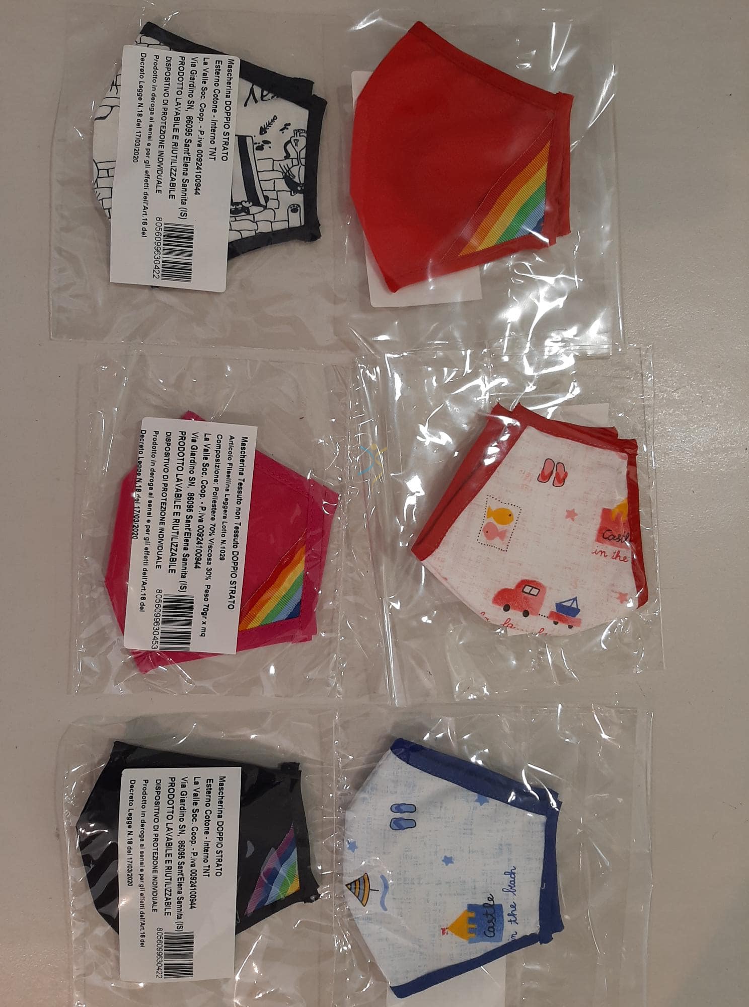 MASCHERINE DOPPIO STRATO BAMBINI 0-6 ANNI