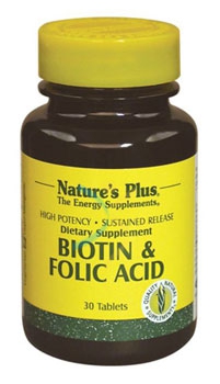 Nature's Plus Biotina con acido folico 30 Tavolette