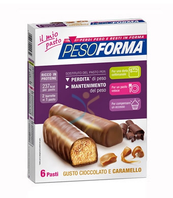 Pesoforma Linea Alimentazione Dietetica 12 Barrette Cioccolato e Caramello