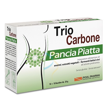 PoolPharma Linea Intestino Sano Triocarbone Pancia Piatta Integratore 10+10Buste