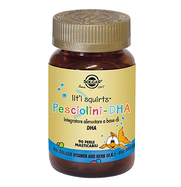 Solgar Linea Bambini Pesciolini-DHA Integratore Alimentare 90 Perle Masticabili