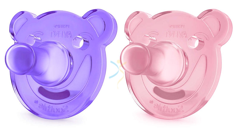 Avent Linea Cura del Neonato 2 Succhietti Gommosi in Silicone Rosa Viola 0-3m