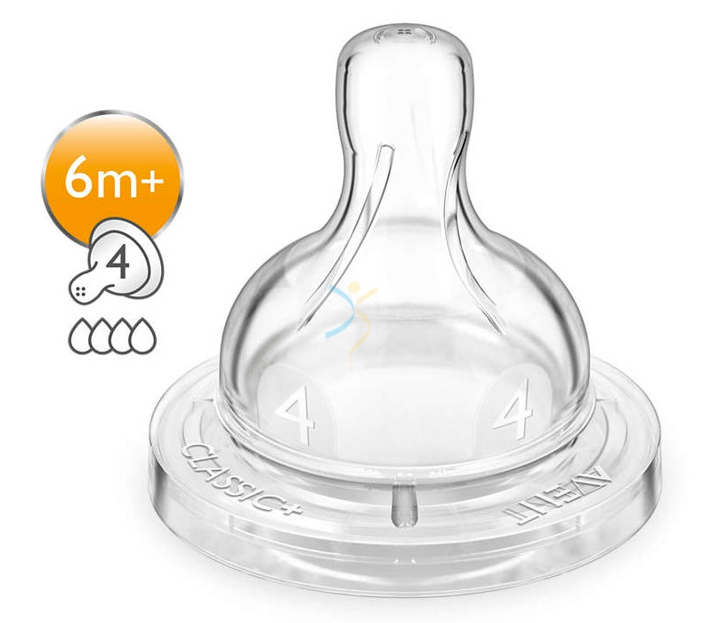 Avent Linea Allattamento Neonato 2 Tettarelle Classic+ Flusso Veloce 4 Fori 6m+