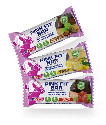 ProAction Linea Sportivi Pink Fit Bar Barretta Integratore Crema di Nocciole 30g