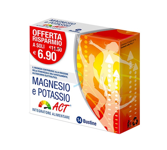 ACT Linea Vitamine Minerali Magnesio Potassio Integratore Granulato 14 Buste