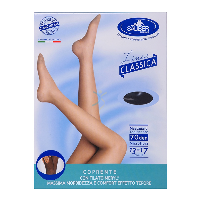 Sauber Linea Disp Med Classic Collant Coprente Liscio 70 Den 13-17mm tg 4 Nero