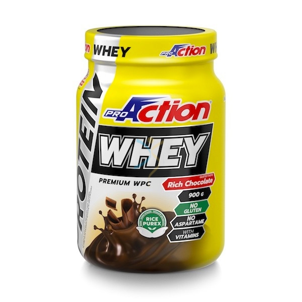 ProAction Linea Sportivi Whey Protein Integratore Rich Chocolat 900 g + Shaker