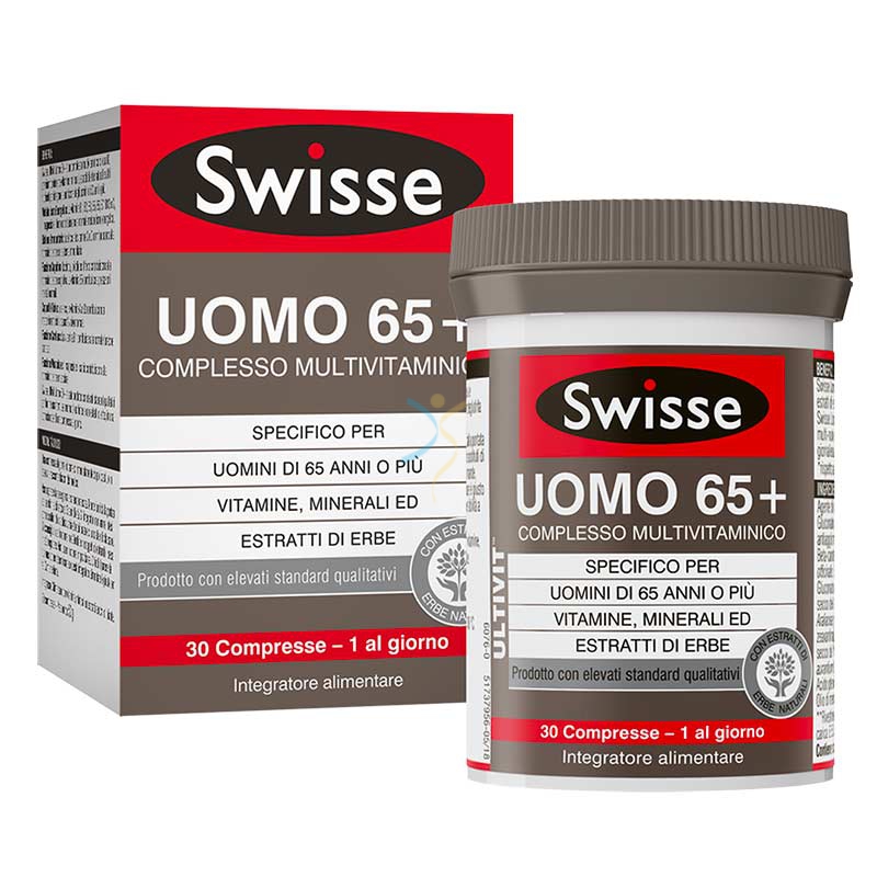 Swisse Linea Vitamine Minerali Multivitaminico Uomo 65+ Integratore 30 compresse