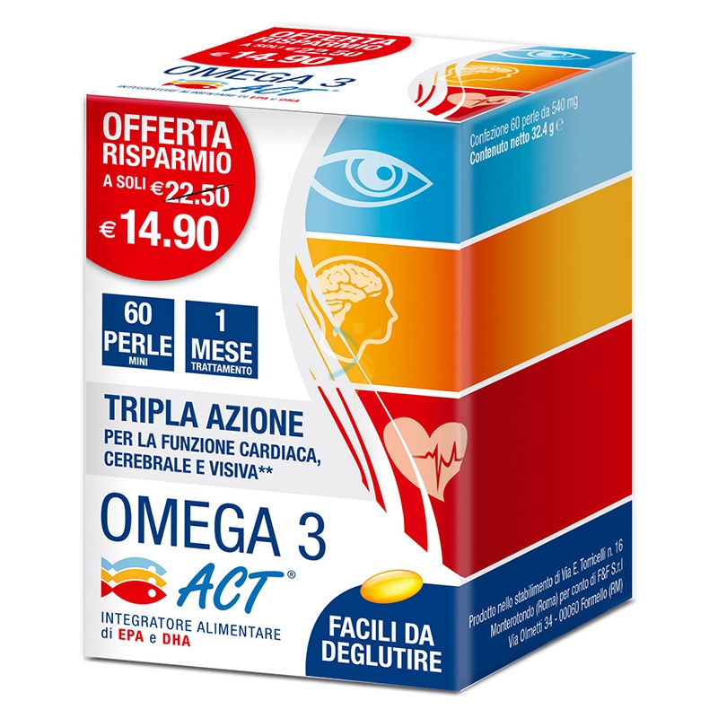 Linea Act Linea Colesterolo e Trigliceridi Omega 3 Act Integratore 60 Perle